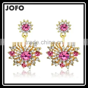18K Gold Plated Crystal Fashion Lady Sunflower Type Drop Earrings thumbnail-1