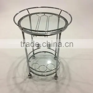 Modern Trolley/ Round Metal Glass Serving Cart thumbnail-6