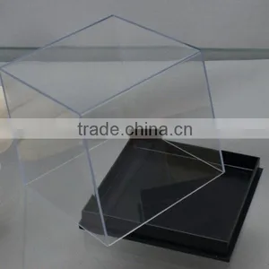 NEW ACRYLIC DISPLAY BOX Cabinet 80 x 80 x 78 mm BLACK BASE thumbnail-1