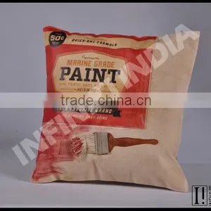Vintage Handmade Canvas Cushion, Vintage Cushion thumbnail-1