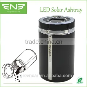Car Accessories Portable Solar Ashtray With LED Light and Diamond thumbnail-2