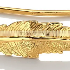 2015Fashion Gold Feather Hand Cuff Bangle thumbnail-5