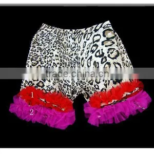 2013 New Arrival ! Wholesale Leopard Printed Cotton Short With Chiffon Ruffle for Baby thumbnail-1