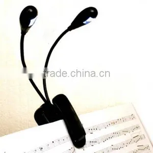 Black Clip on 2 Dual Arms 2LEDs Fleible Book Music Stand Light Lamp for Pianos/Ebook Reading(Powered By 3 * AAA Batteries) thumbnail-1