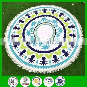 150cm Diameter 500g Microfiber Reactive Printed Large Round Beach Towel With Tassel thumbnail-2