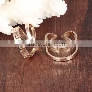 High Quality Jewellery Rose Gold Plated Stainless Steel Cuff Double Ring thumbnail-6