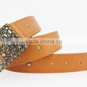 2015 Vintage Style Women's Fashion PU Brand Belt With Rhinestone Square Shape Buckle thumbnail-5