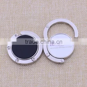 Customized Logo Promotion Round Foldable Bag Hanger / Holder With Epoxy Sticker thumbnail-2