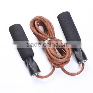 Wholesale Fitness Gym Leather Jump Rope Cross Fit Skipping Rope Speed Aerobic Exercise Jump Rope thumbnail-3