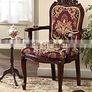 Stocking Solid Wood Hand Carved Pattern Arm Chair,antique Style Accent Chair With Fabric Cushion thumbnail-1