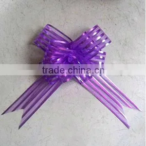 HOT SALE Striped Purple Organza Ribbon Party Decoration Butterfly Pull Bow thumbnail-1