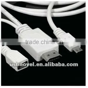 White MHL MIcro USB 5 Pin to Female Cable thumbnail-1