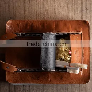Dopp Kit Travel Canvas Pouch Toilet Pouch Leather Trim thumbnail-6