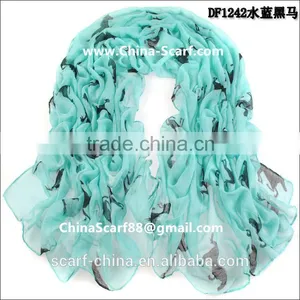 Dark Horse Print Scarf Shawl Wholesale Women thumbnail-2