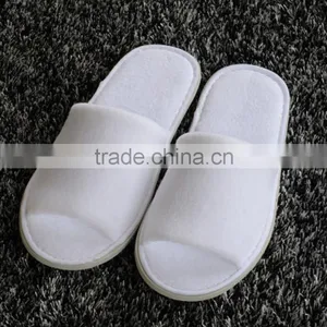 High Quality 100% Cotton Terry Fabric Open Toe Hotel Slippers thumbnail-1