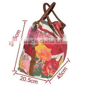 China Canvas Material Flowers and Cross Pattern Womens Leather Shoulder Bag Manufacturer thumbnail-2