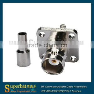 BNC Crimp Jack 4 Hole Panel Flange Mount for RG316 thumbnail-1