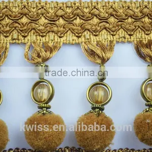 Decoration Fashion Tassel Fringe for Curtain,polyester Curtain Pom Pom Tassel Fringe thumbnail-1