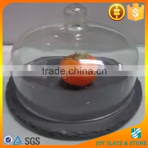 Fashional Slate Cheease Plate With Glass Dome thumbnail-1