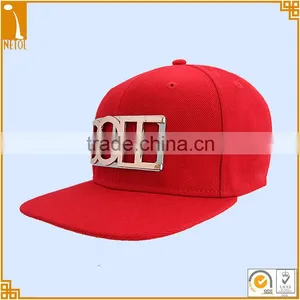 6 Panels Flat Bill Custom Logo Snapback Caps With Metal Badge thumbnail-1