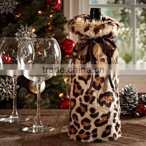 Promotional Wholesale Faux Fur Drawstring Wine Bottle Gift Bags thumbnail-1