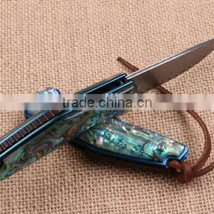 OEM Damascus Pocket Knife Application and Abalone Handle Knife thumbnail-3