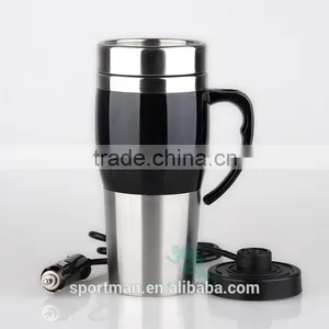 Eco-Friendly Tailored Lightweight Travel Mug With Easy-clean Lid Electric Car Heating Vacuum Flask Stainless Steel Coffee Mug thumbnail-4