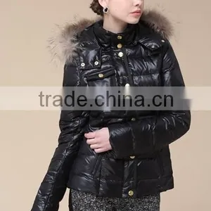 Lady's New Design Down Jacket Short Style With Real Fur Hood Dark New Arrival Down Jacket/Women Jacket/Duck Down Jacket thumbnail-4