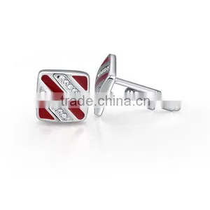 Yiwu Factory Wholesale Copper Metal Enamel Crystal Cufflinks for Men Shirts Cuff Link thumbnail-2