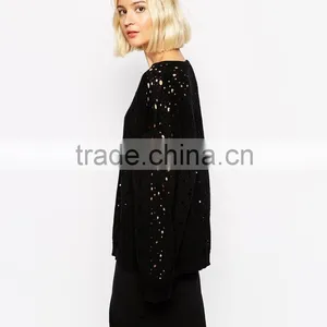 High Fashion Design Sexy Women Sweater Cheap Holey Jumper Sexy See Through Sweater thumbnail-2