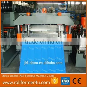 Aluminum Colored Glaze Stee Tile Steel Metal Beautiful Roof Tile Roll Forming Machine thumbnail-3