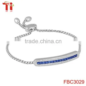 Stainless Steel Monica Bracelet Sapphire Diamond Adjustable Bracelet thumbnail-1