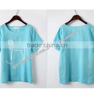 Girl's Printed Super Cute Round Neck Blue Short Sleeve T-shirts thumbnail-2