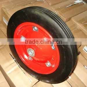 14 Inch Solid Rubber Wheel With Metal Rim Tool Trolley Wheel 14''*3'' Rubber Wheel for Trolley thumbnail-1