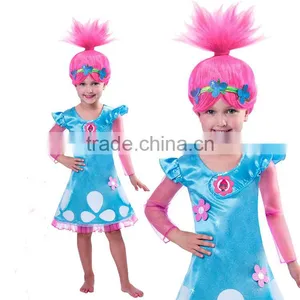 Cosplay Costumes Cartoon Newest Trolls Poppy Princess Dress For Girl With Wig thumbnail-1