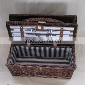 Wicker Camping Basket for Four Person, thumbnail-1
