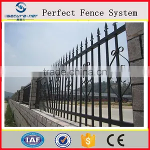 Black Powder Coated Security Backyard Metal Wrought Iron Steel Picket Fence thumbnail-4
