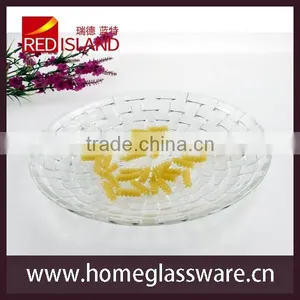 Embossed Weave Mesh Clear Depression Glass Plate 10'' 8" 7" thumbnail-1