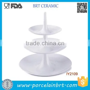 Shallow Dish Round Ceramic 3 Tier Cake Stand thumbnail-1