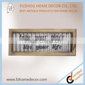 2017 Popular Vintage WAVED Tin Printing Plaque With Wood Frame thumbnail-3