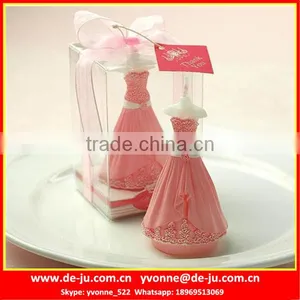 Pink Long Bridal Veil Dress Shaped Candle Wedding Favor thumbnail-1
