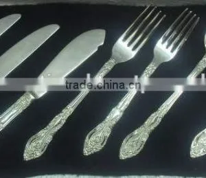 Silver Plated Brass Embossed Cutlery Set, Novelty Cutlery Set, Elegant Cutlery Set, Fancy Cutlery Set, Catering Supplies thumbnail-2