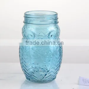 Colorful Glass Mason Jar Vase With Handle thumbnail-2