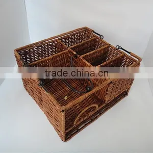 High Quality 3-tier Outdoor Caddy Organizer Plate Condiment Holder Portable Picnic Basket thumbnail-5
