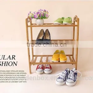 Three Layers Wooden Shoes Display Shelf thumbnail-3