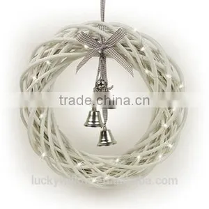 Hot Sell Christmas Wicker Wreath With Lights and Bells,grey Hanging Christmas Wreath thumbnail-3