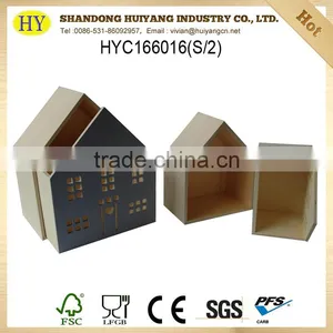 Cheap Custom Decorative House Shape Wooden Box Wholesale thumbnail-2
