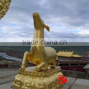 Bronze Goat Sculpture in Gold Color Outdoor Animal Statues thumbnail-2
