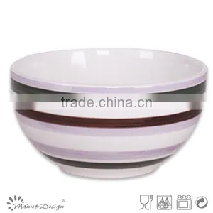 Stripe Hand Painted Ceramic Food Bowl thumbnail-2