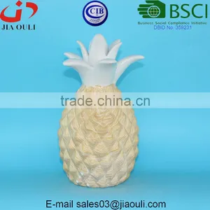 New Design Home and Garden Decorations Ceramic Pineapple With Wood Print Decor thumbnail-4
